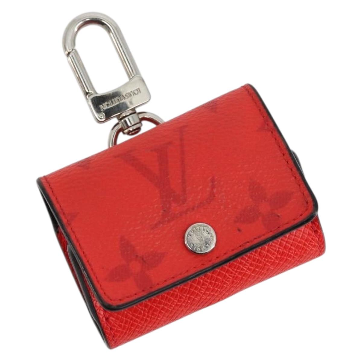 LOUIS VUITTON Tiger Lama Monogram Earphone Pouch Red M77284 LV Auth 177172A