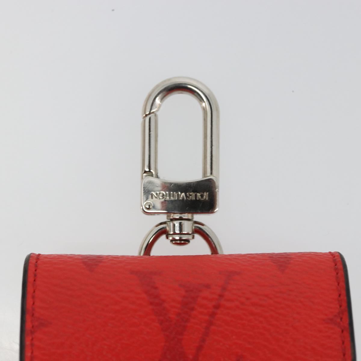 LOUIS VUITTON Tiger Lama Monogram Earphone Pouch Red M77284 LV Auth 177172A
