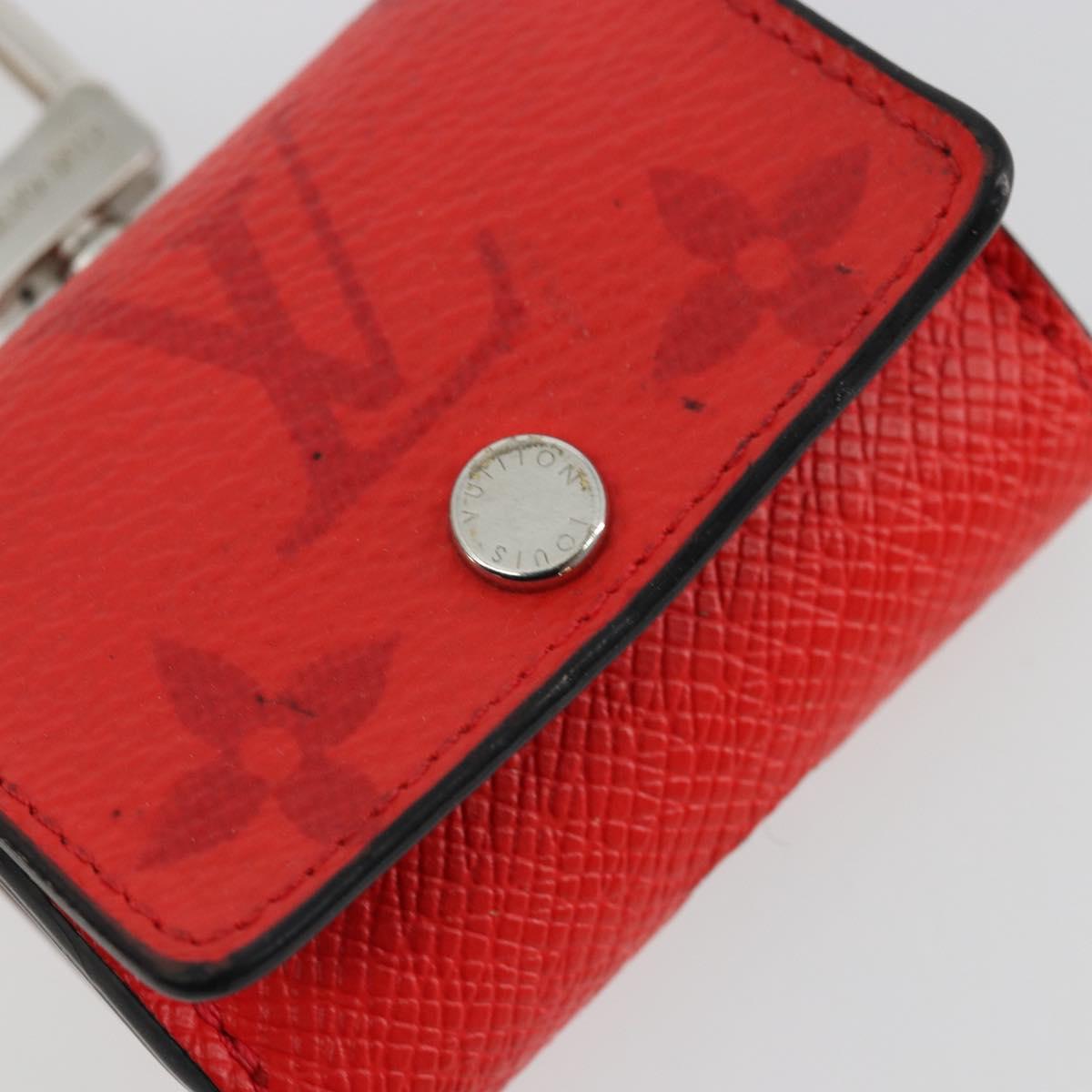 LOUIS VUITTON Tiger Lama Monogram Earphone Pouch Red M77284 LV Auth 177172A