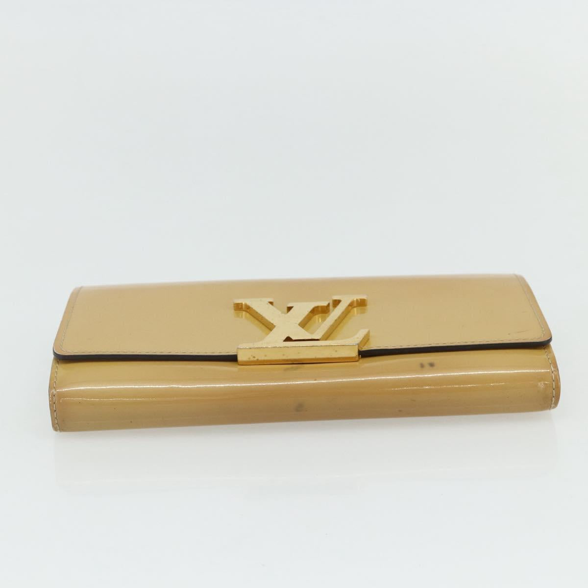 LOUIS VUITTON Vernis Portefeuille Louise Wallet Beige Dunne M61318 Auth 177174