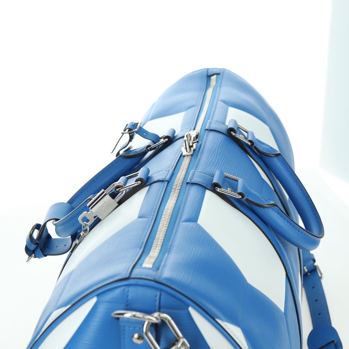 LOUIS VUITTON Epi 2018 FIFA Keepall Bandouliere 50 Bag Blue M52120 Auth 177176SM