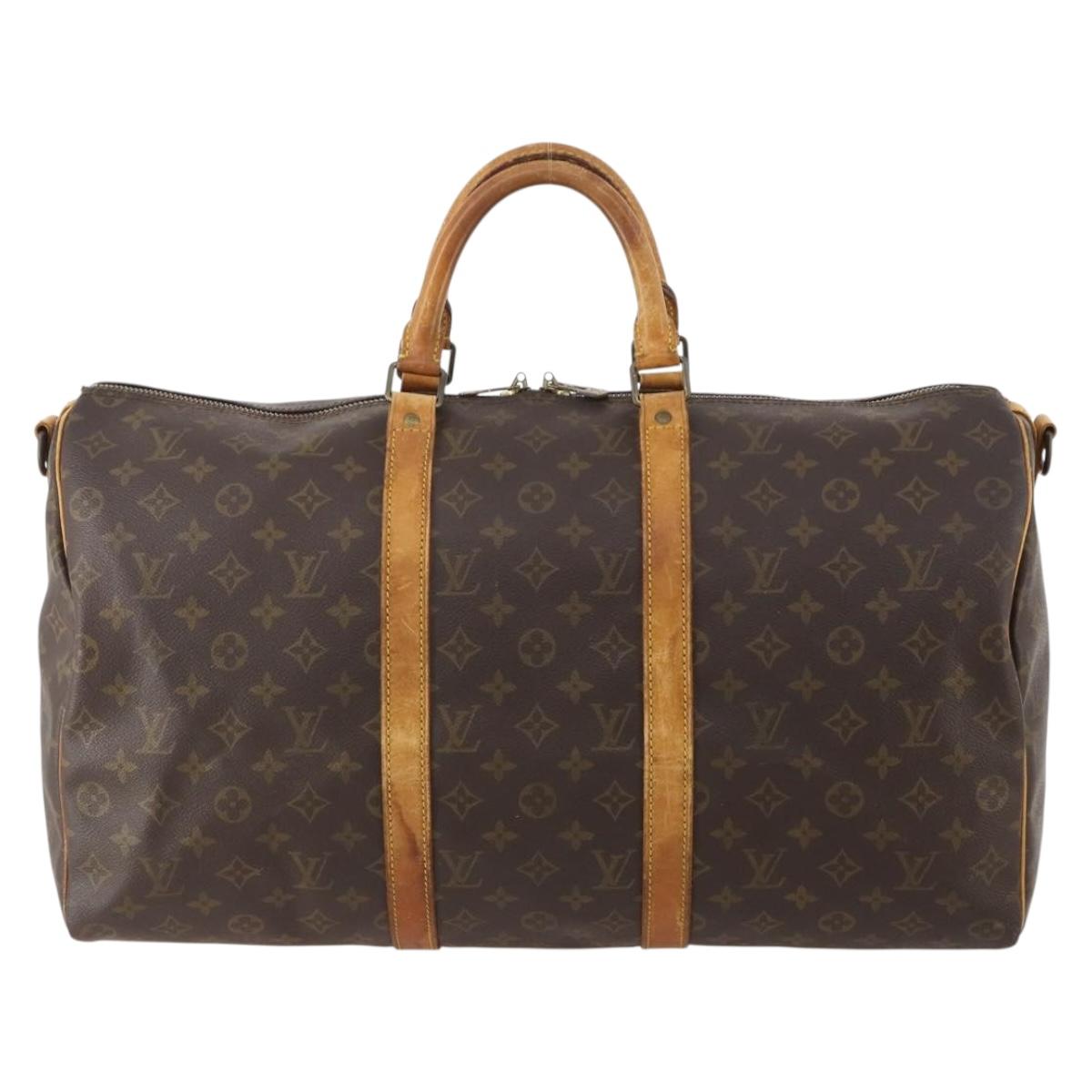 LOUIS VUITTON Monogram Keepall Bandouliere 50 Boston Bag M41416 LV Auth 177183