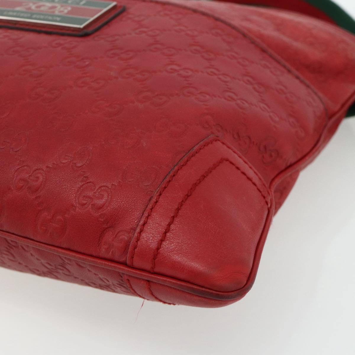 GUCCI GG Canvas Guccissima WebSherry Line Bag Leather Red 193715 Auth 177192A