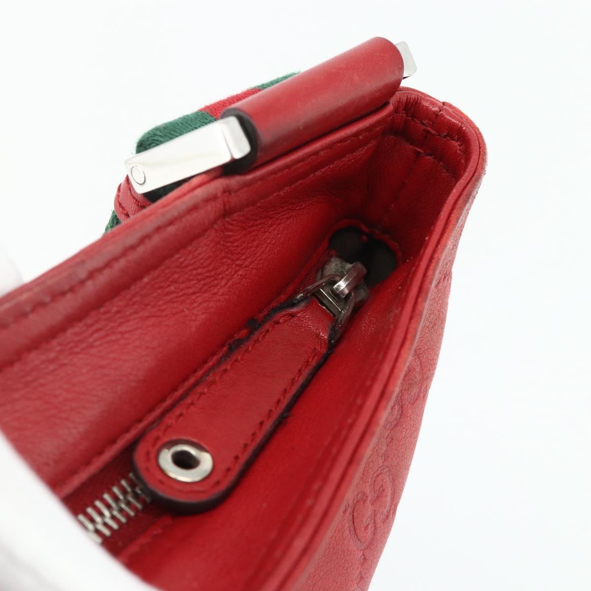 GUCCI GG Canvas Guccissima WebSherry Line Bag Leather Red 193715 Auth 177192A