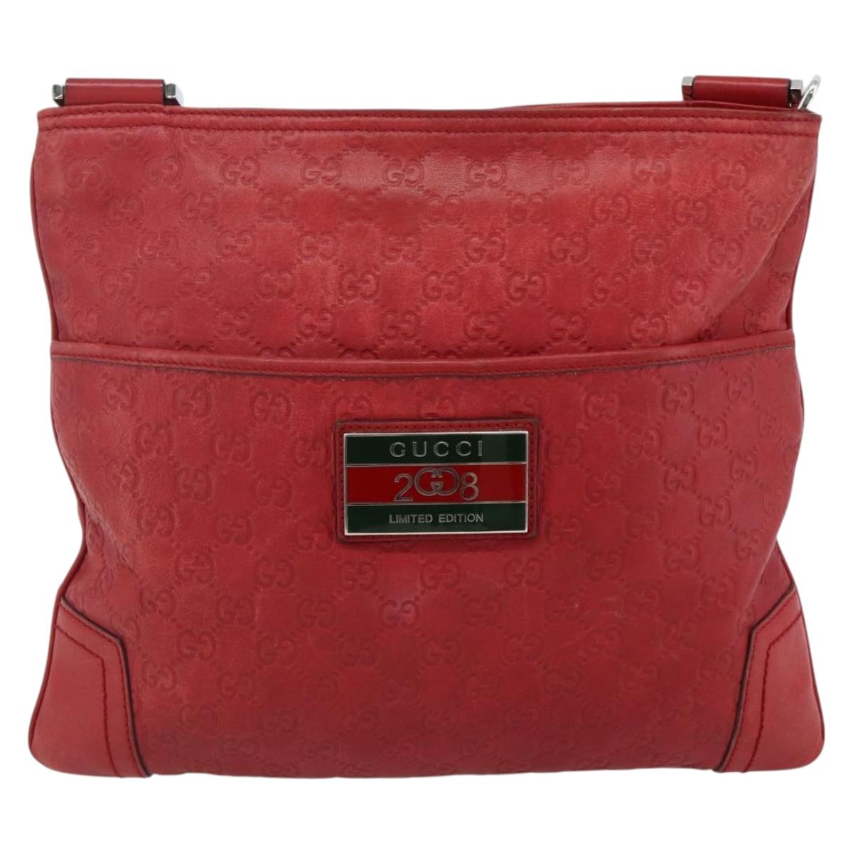 GUCCI GG Canvas Guccissima WebSherry Line Bag Leather Red 193715 Auth 177192A