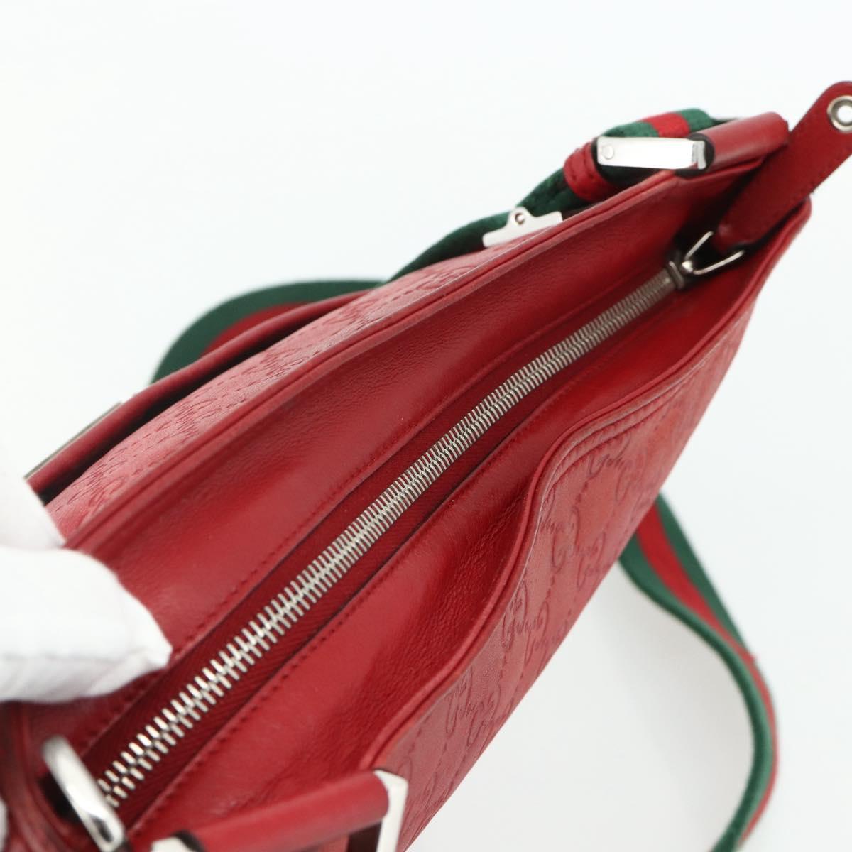 GUCCI GG Canvas Guccissima WebSherry Line Bag Leather Red 193715 Auth 177192A