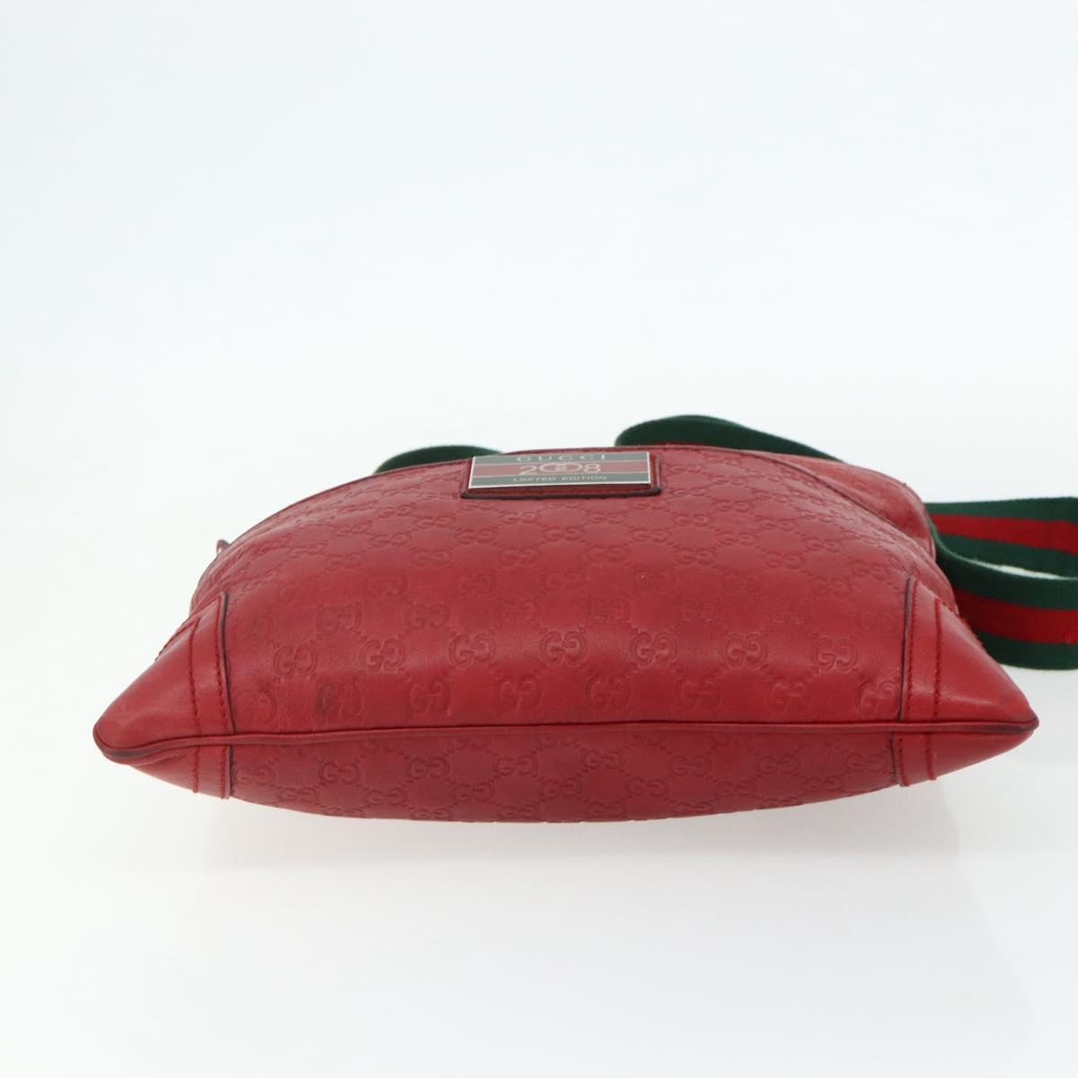 GUCCI GG Canvas Guccissima WebSherry Line Bag Leather Red 193715 Auth 177192A