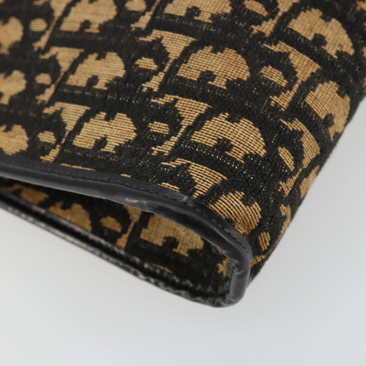 Christian Dior Trotter Canvas Shoulder Bag Navy Gold Auth 177193A