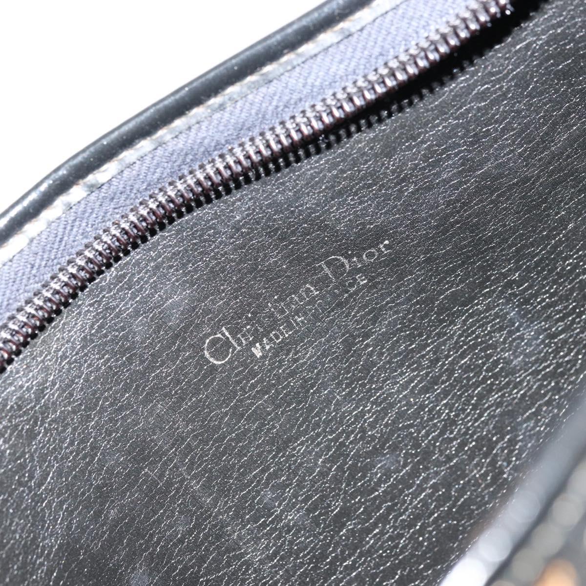 Christian Dior Trotter Canvas Shoulder Bag Navy Gold Auth 177193A