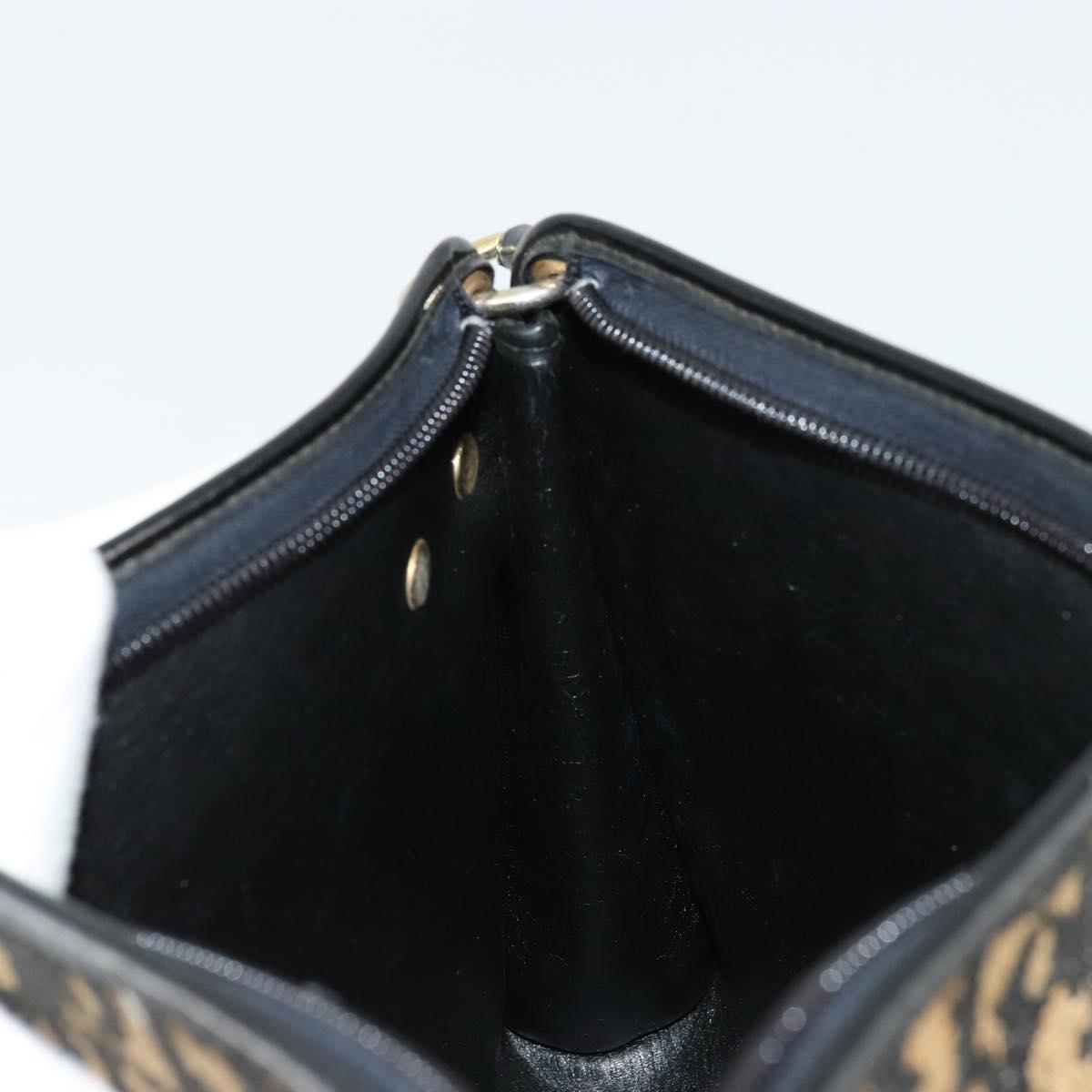 Christian Dior Trotter Canvas Shoulder Bag Navy Gold Auth 177193A