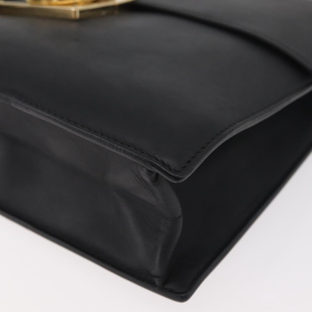 Salvatore Ferragamo Gancini Shoulder Bag Leather Black Gold Auth 177194A