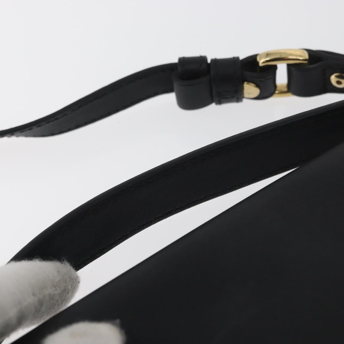 Salvatore Ferragamo Gancini Shoulder Bag Leather Black Gold Auth 177194A