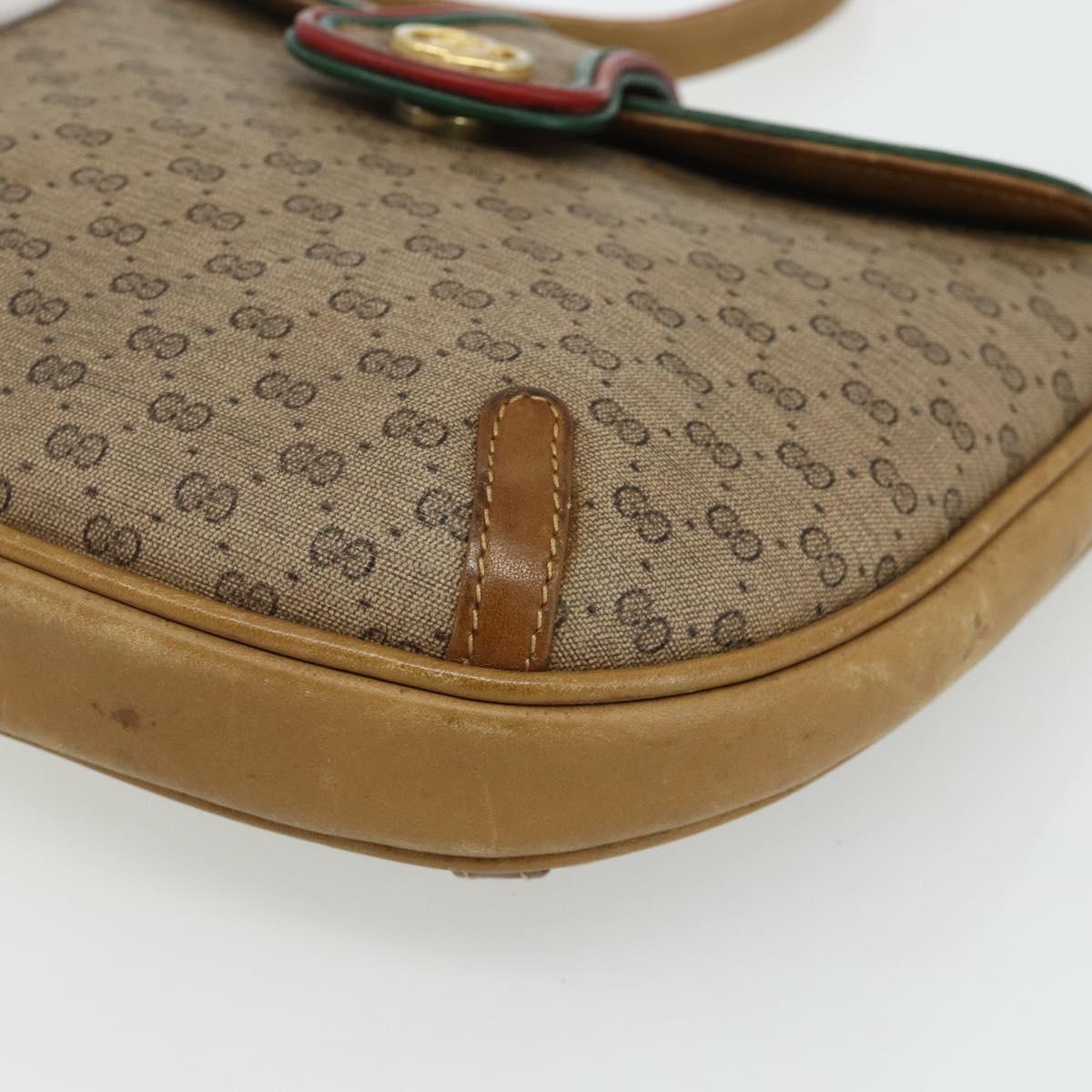 GUCCI Micro GG Supreme Shoulder Bag PVC Beige Gold Auth 177196A