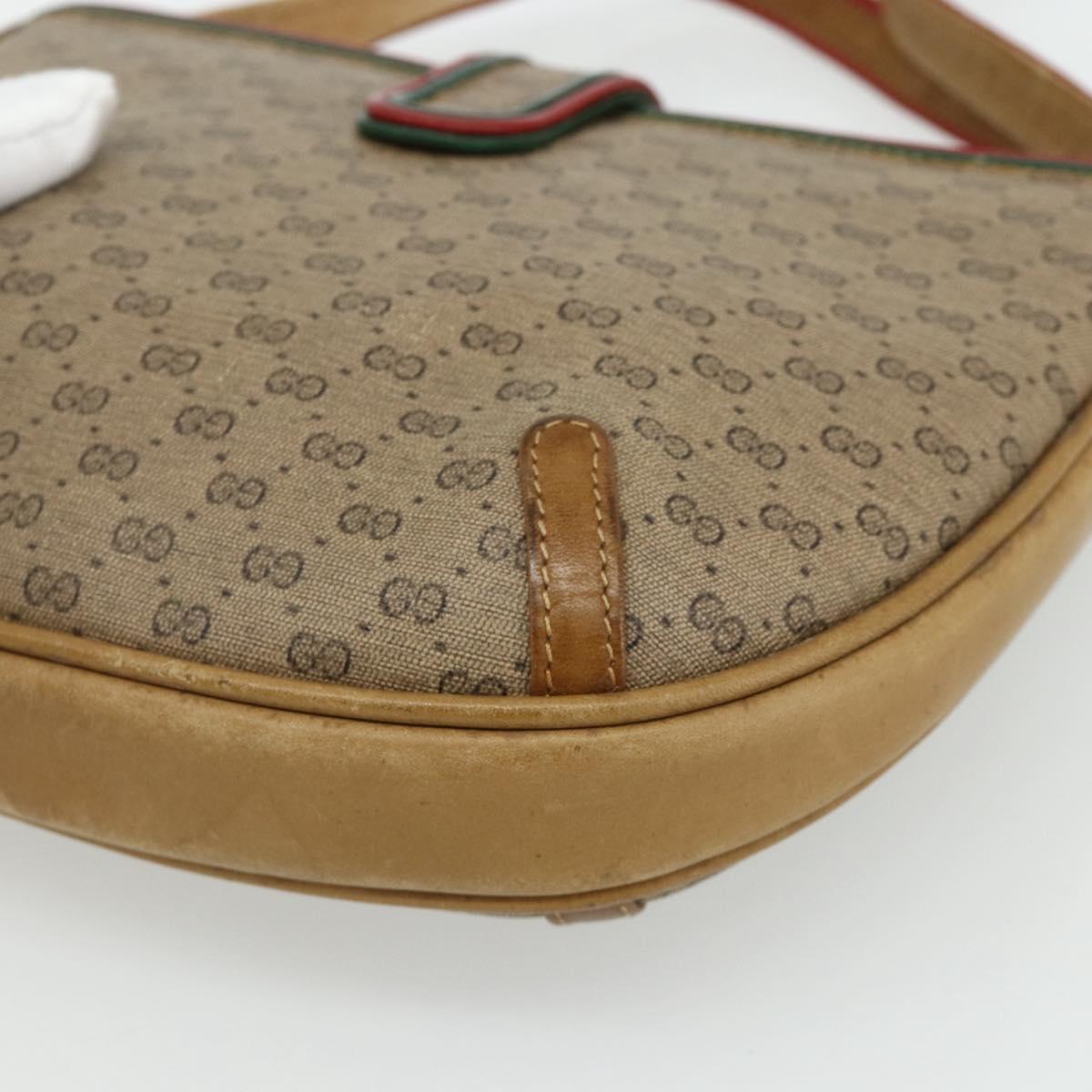 GUCCI Micro GG Supreme Shoulder Bag PVC Beige Gold Auth 177196A