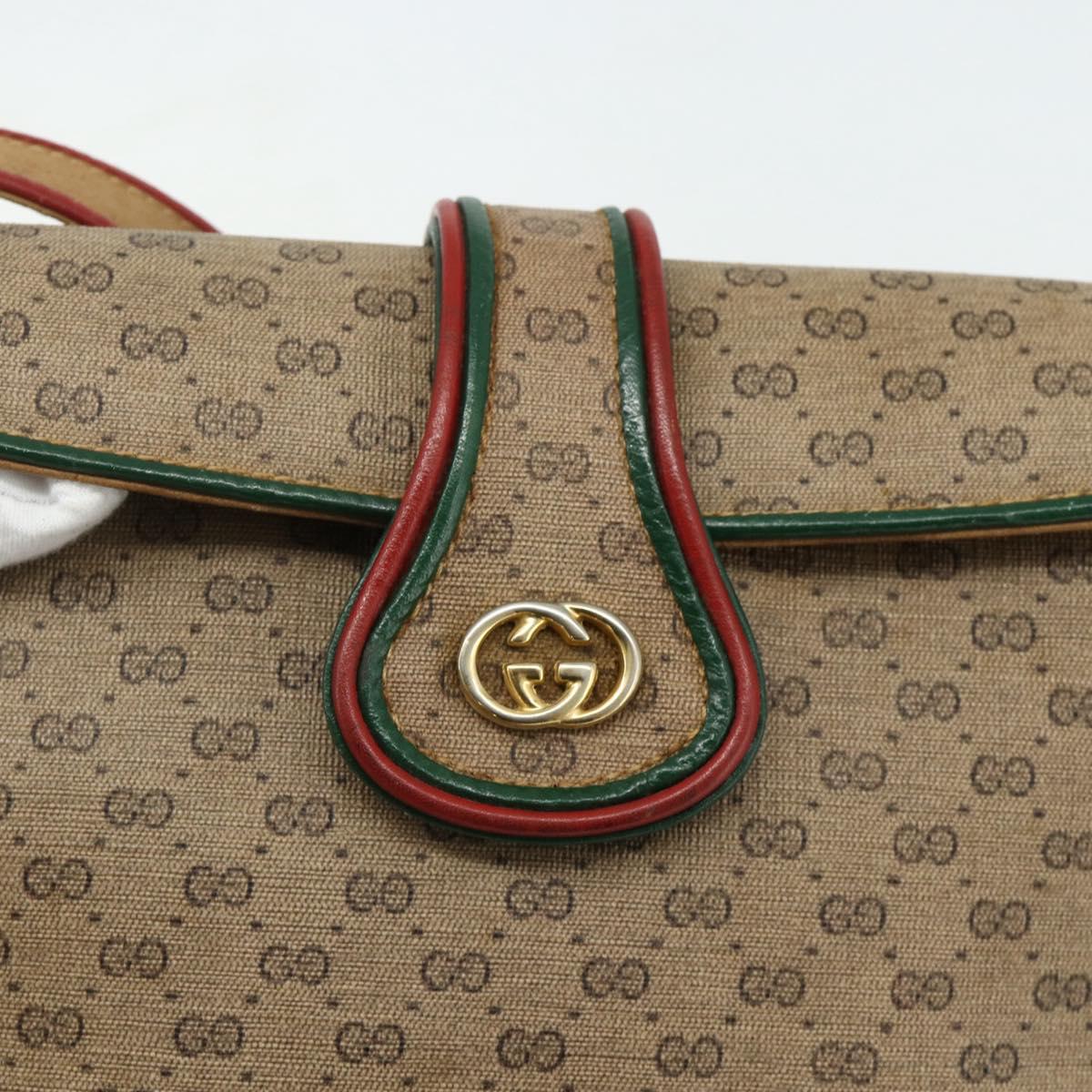 GUCCI Micro GG Supreme Shoulder Bag PVC Beige Gold Auth 177196A