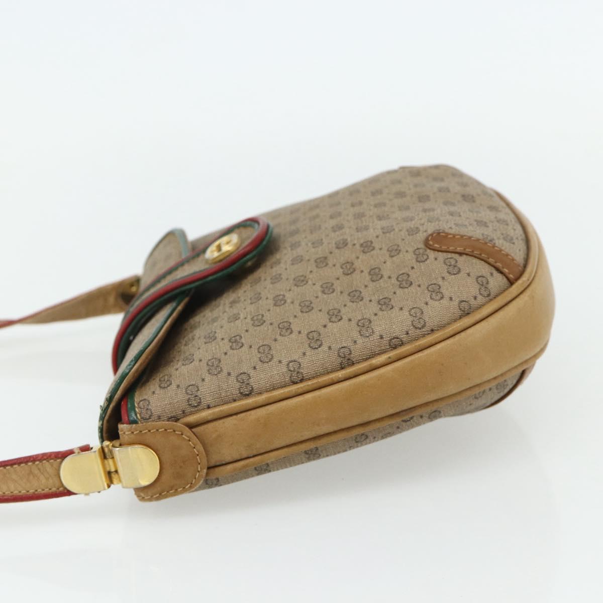 GUCCI Micro GG Supreme Shoulder Bag PVC Beige Gold Auth 177196A
