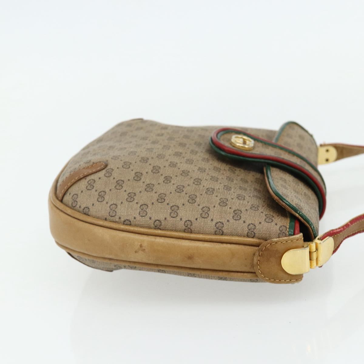 GUCCI Micro GG Supreme Shoulder Bag PVC Beige Gold Auth 177196A