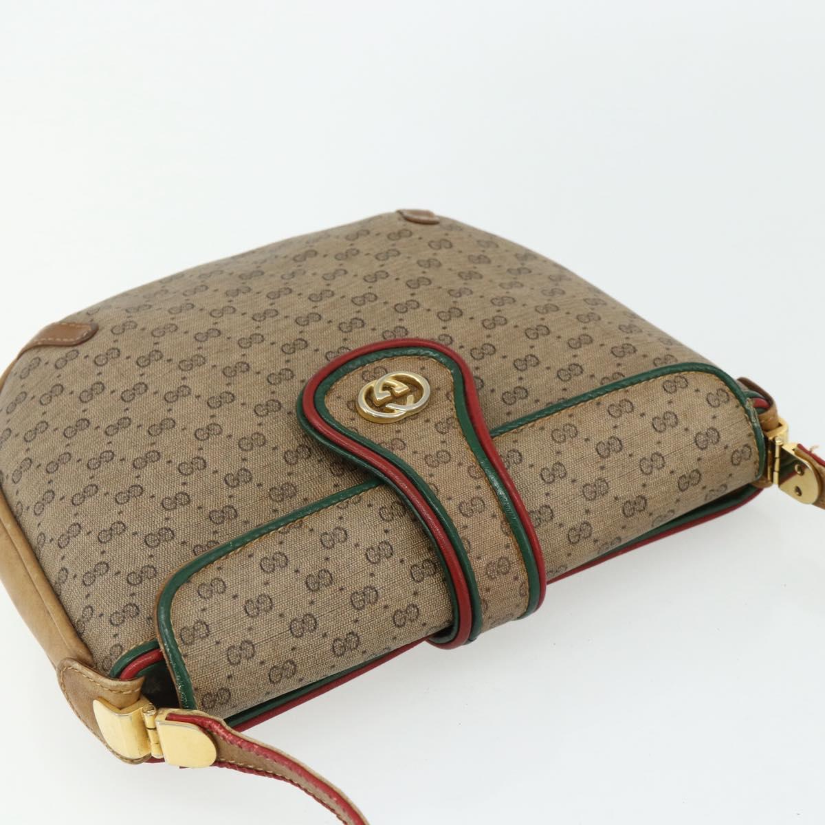 GUCCI Micro GG Supreme Shoulder Bag PVC Beige Gold Auth 177196A