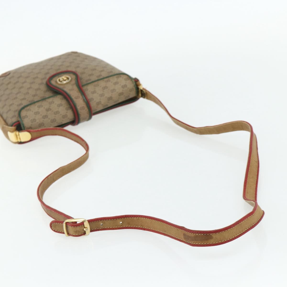GUCCI Micro GG Supreme Shoulder Bag PVC Beige Gold Auth 177196A