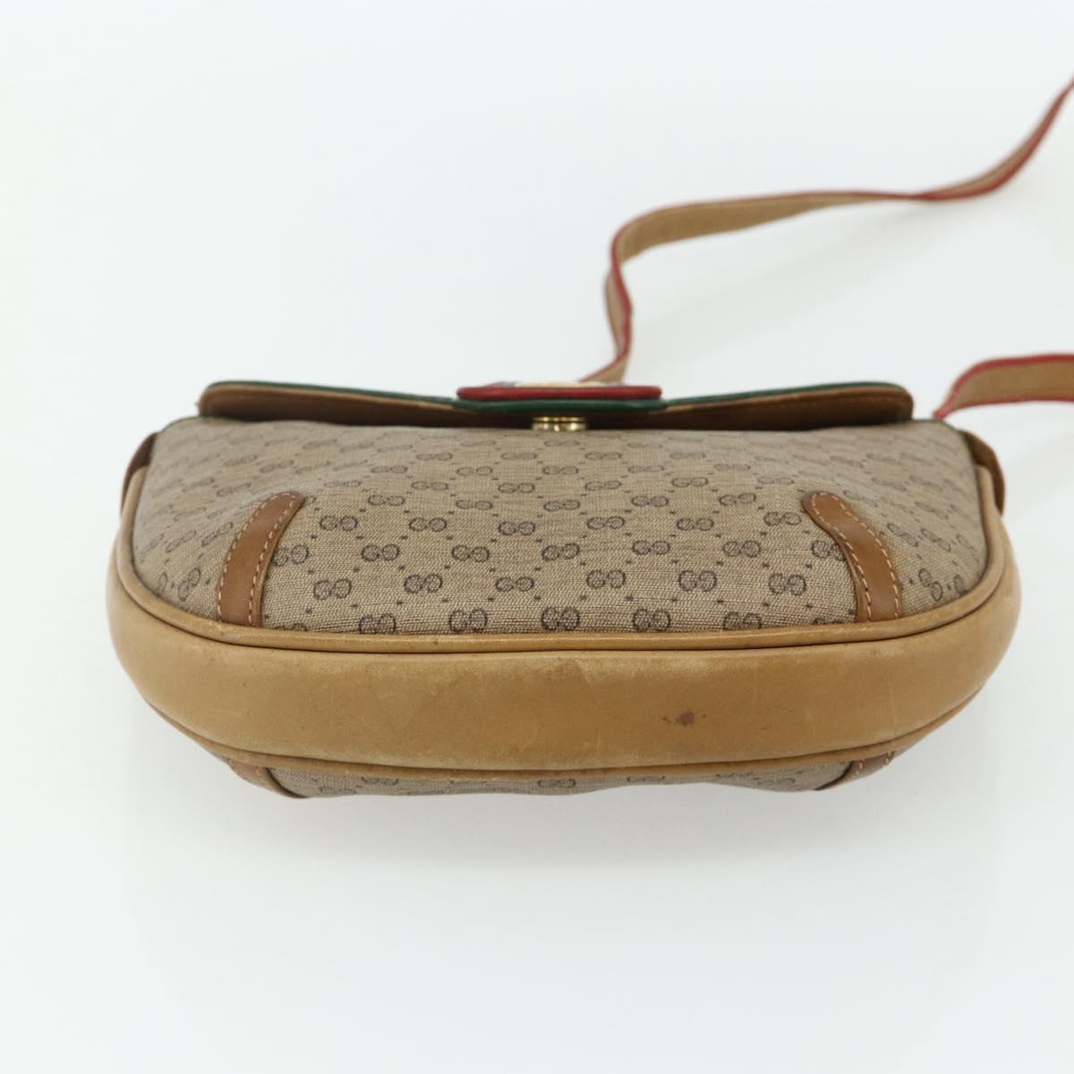 GUCCI Micro GG Supreme Shoulder Bag PVC Beige Gold Auth 177196A