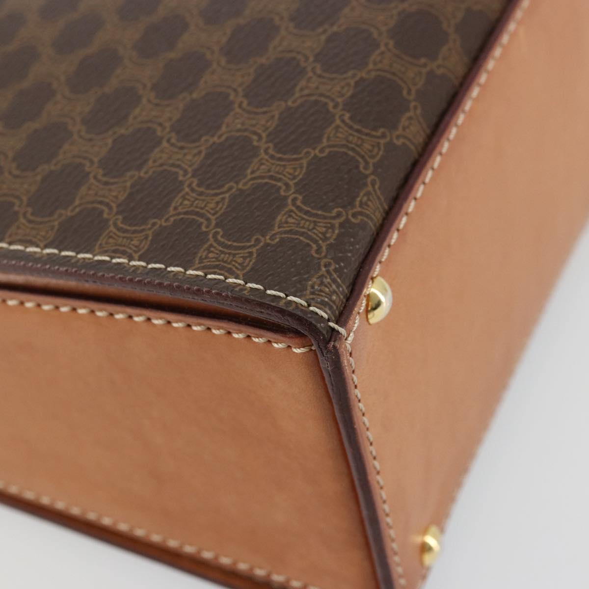 CELINE Macadam Canvas Hand Bag PVC Leather Brown Gold Auth 177206A
