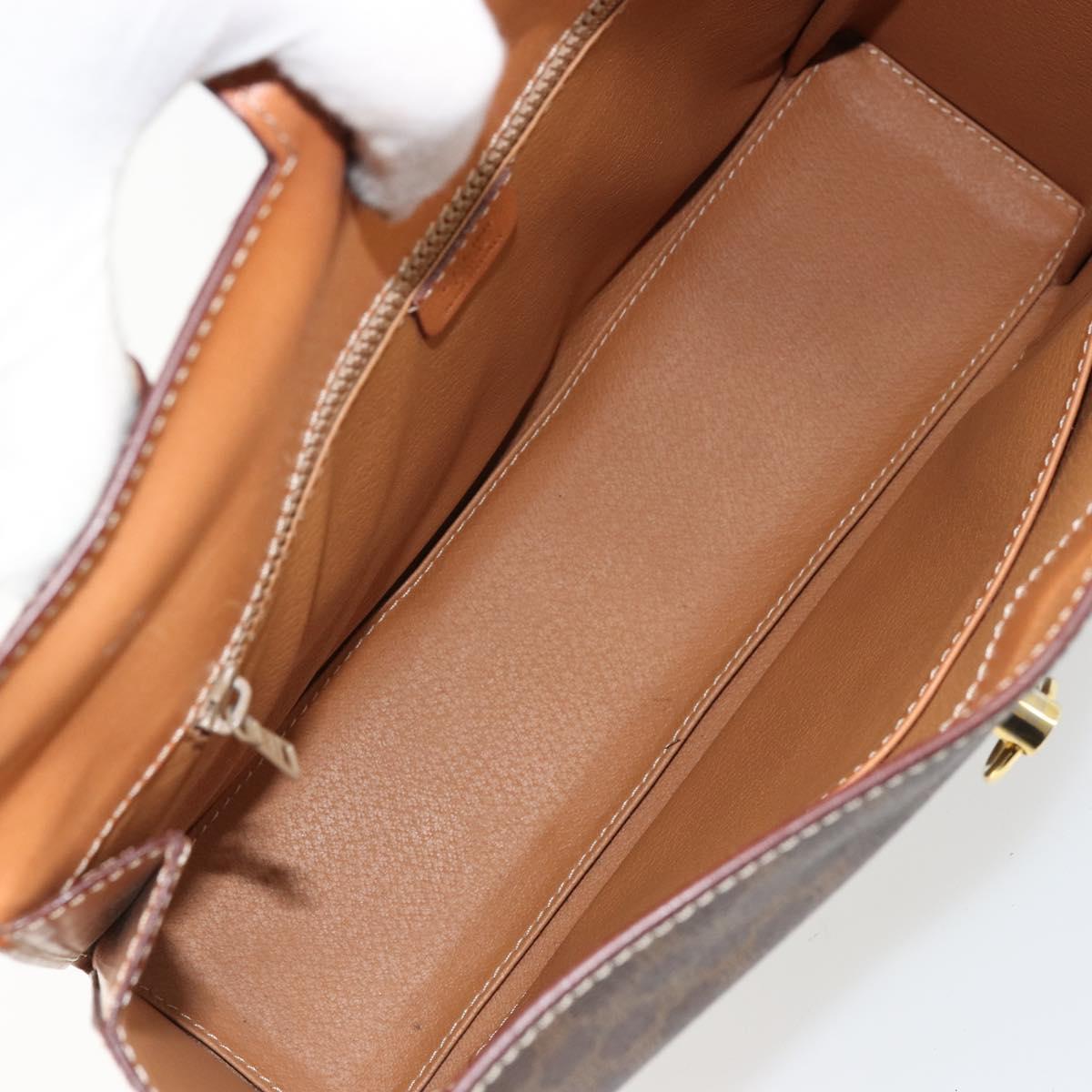 CELINE Macadam Canvas Hand Bag PVC Leather Brown Gold Auth 177206A