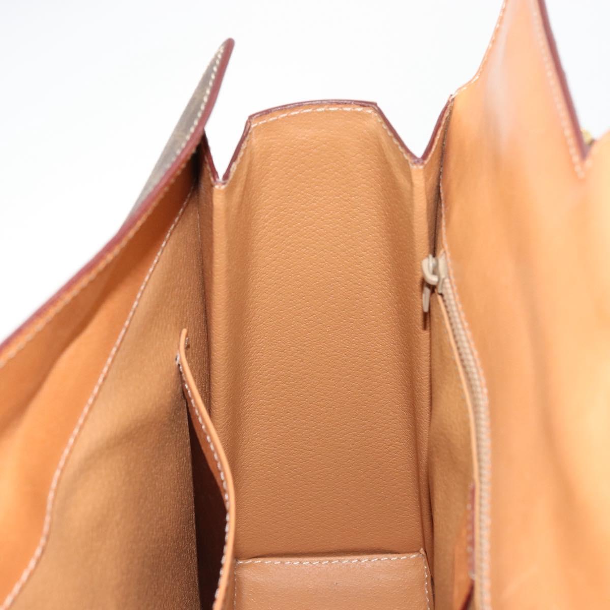 CELINE Macadam Canvas Hand Bag PVC Leather Brown Gold Auth 177206A