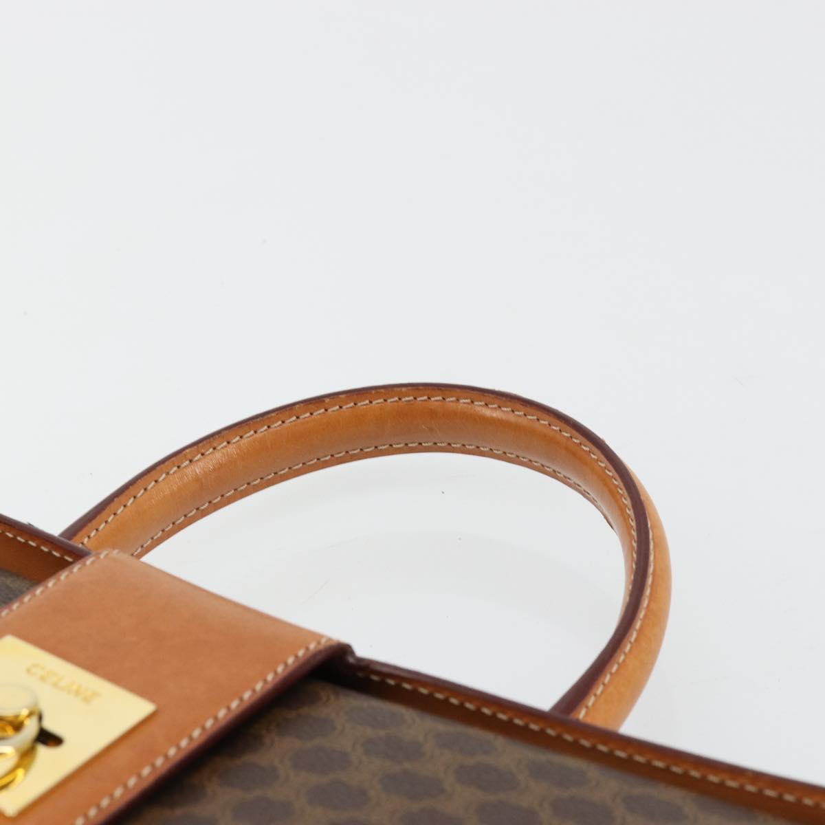 CELINE Macadam Canvas Hand Bag PVC Leather Brown Gold Auth 177206A