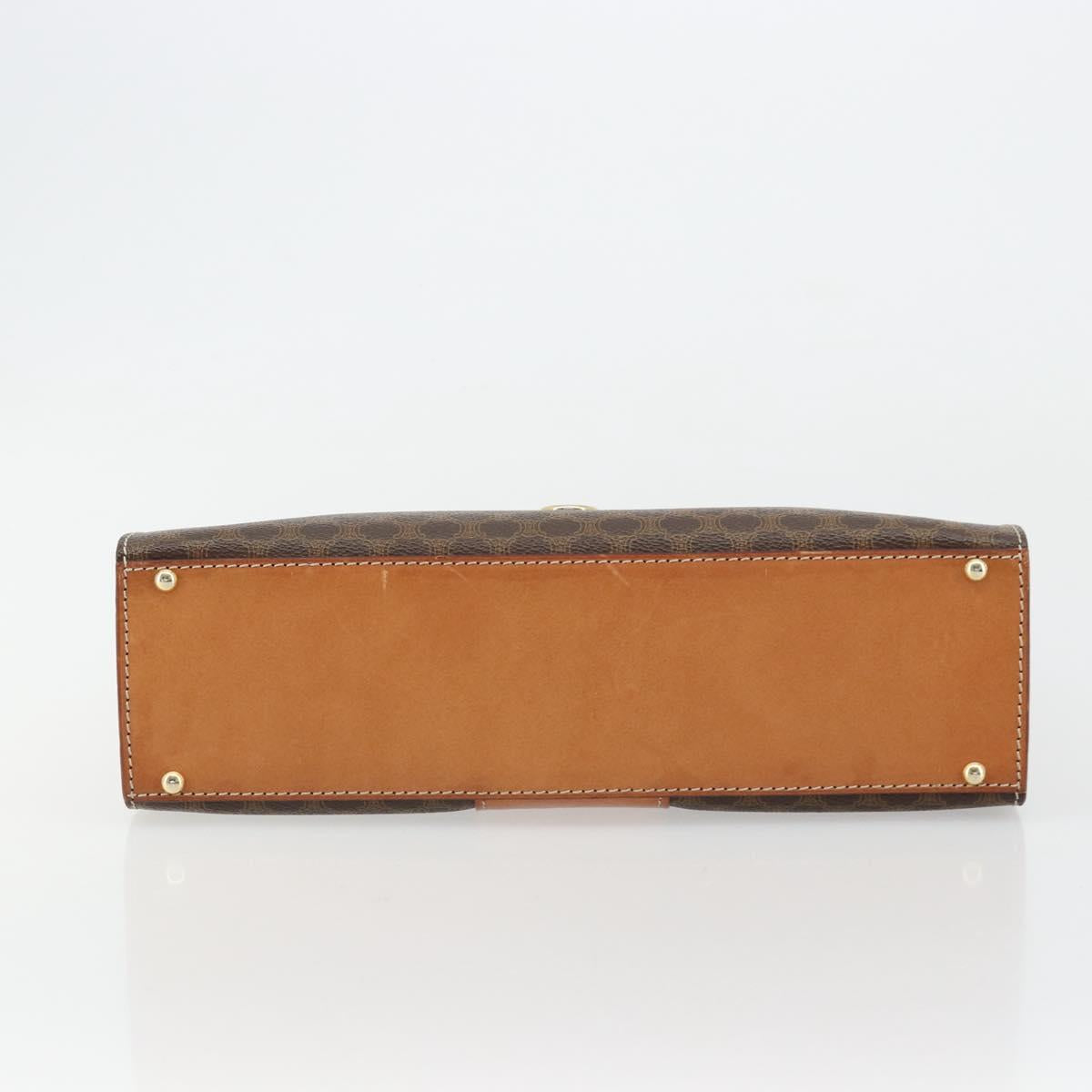 CELINE Macadam Canvas Hand Bag PVC Leather Brown Gold Auth 177206A