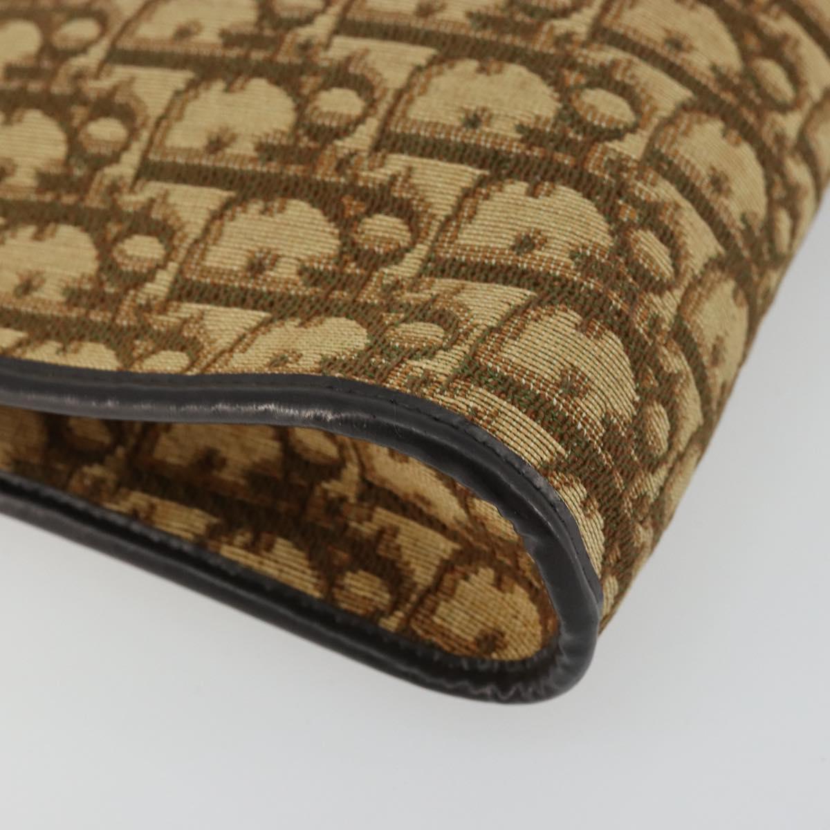 Christian Dior Trotter Canvas Shoulder Bag Beige Gold Auth 177208