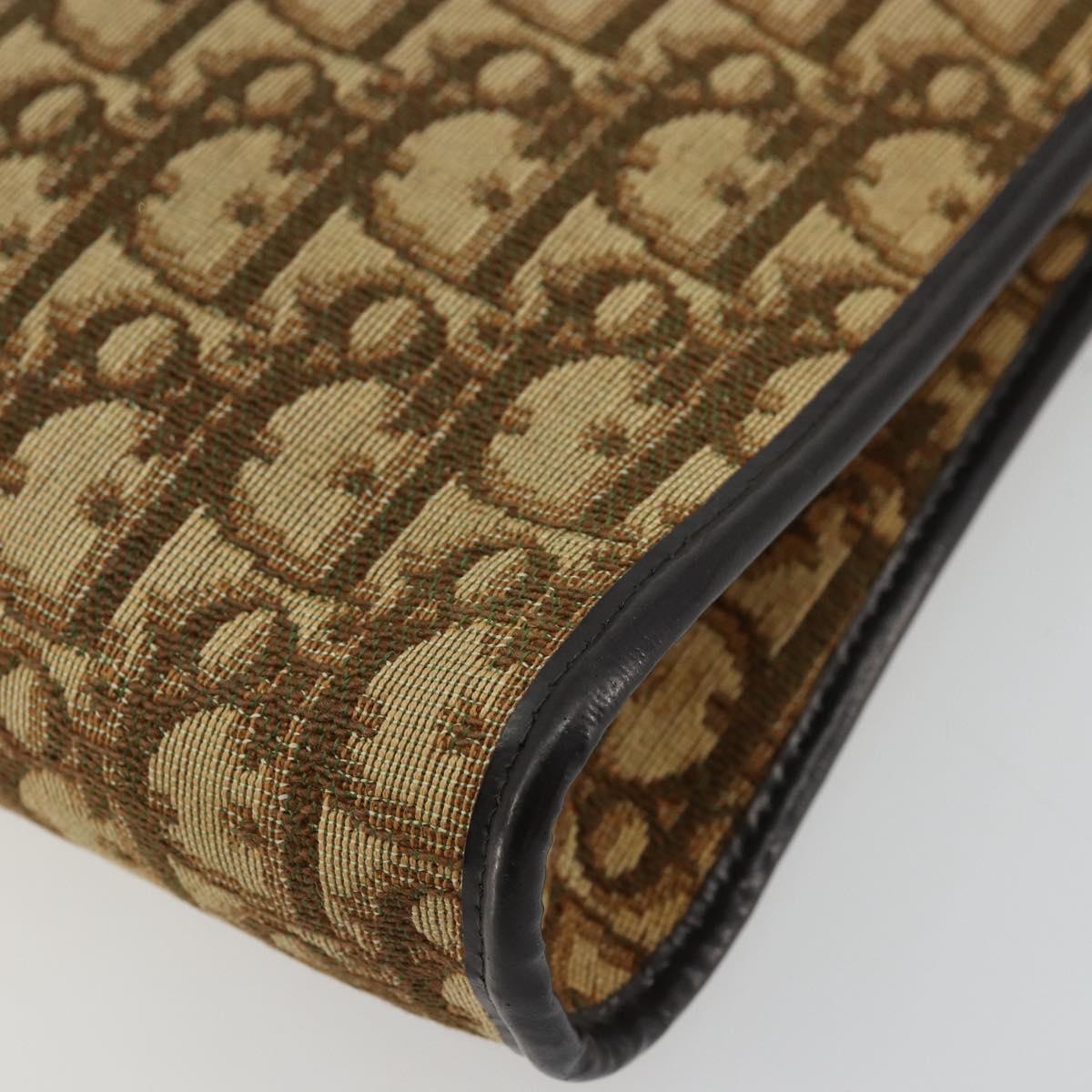 Christian Dior Trotter Canvas Shoulder Bag Beige Gold Auth 177208