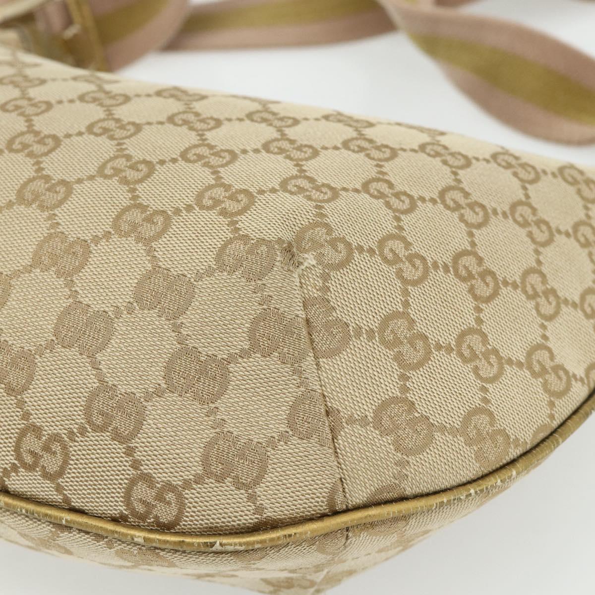 GUCCI GG Canvas Sherry Line Shoulder Bag Beige Gold 181092 Auth 177211A