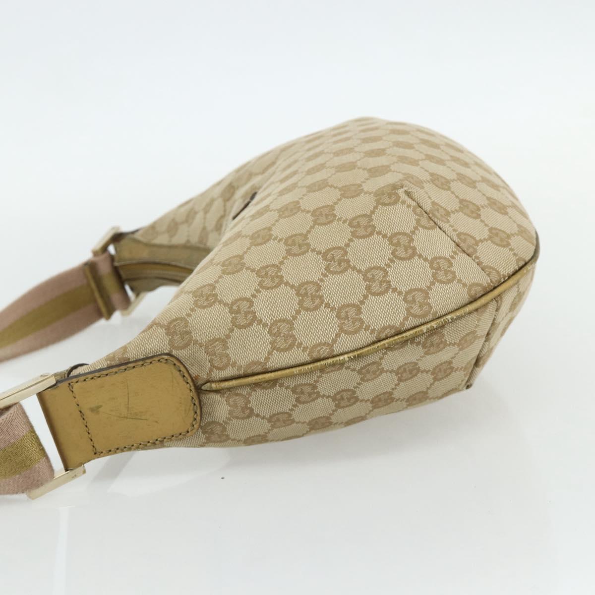 GUCCI GG Canvas Sherry Line Shoulder Bag Beige Gold 181092 Auth 177211A