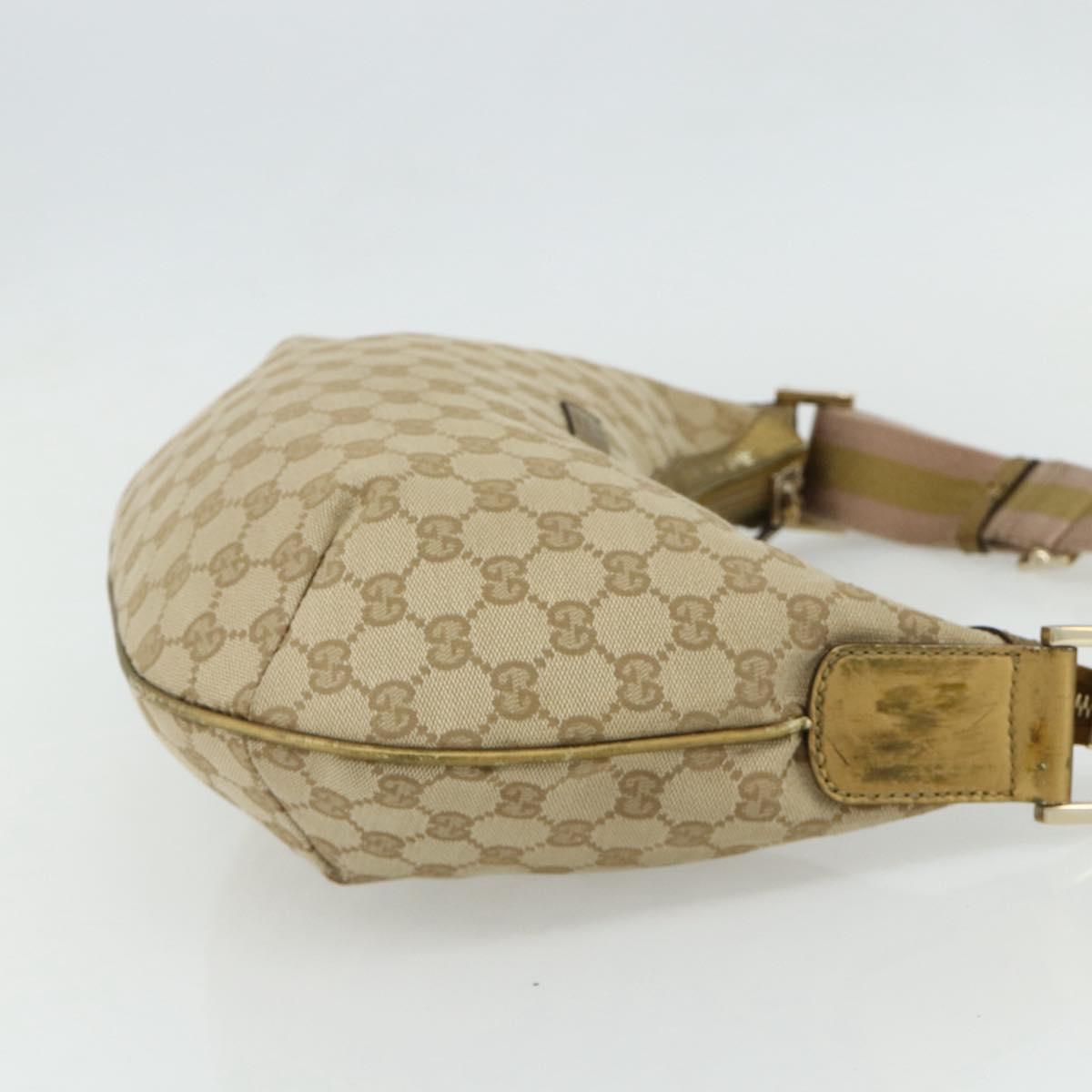 GUCCI GG Canvas Sherry Line Shoulder Bag Beige Gold 181092 Auth 177211A