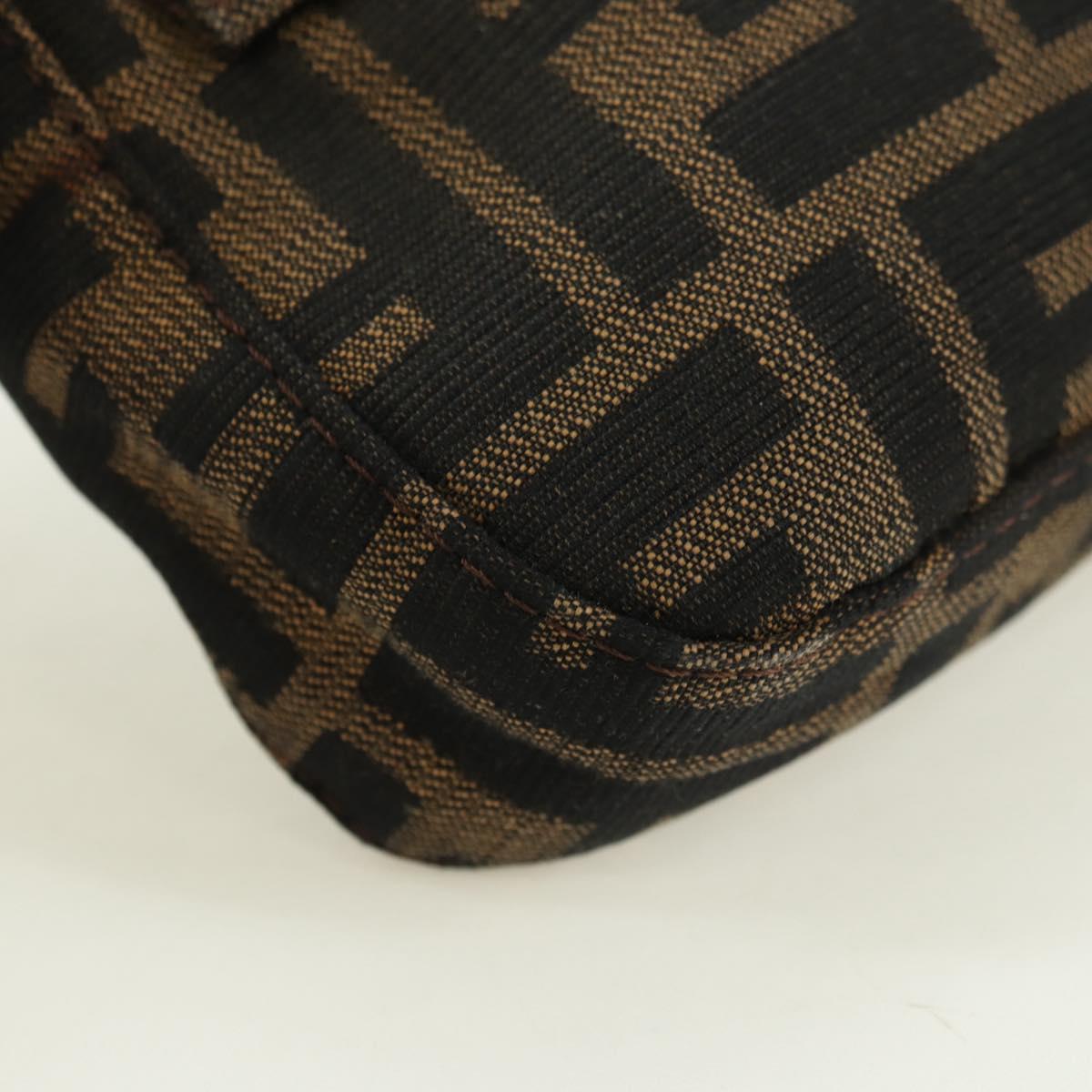 FENDI Zucca Canvas Mamma Baguette Shoulder Bag Black Brown Auth 177212SAV