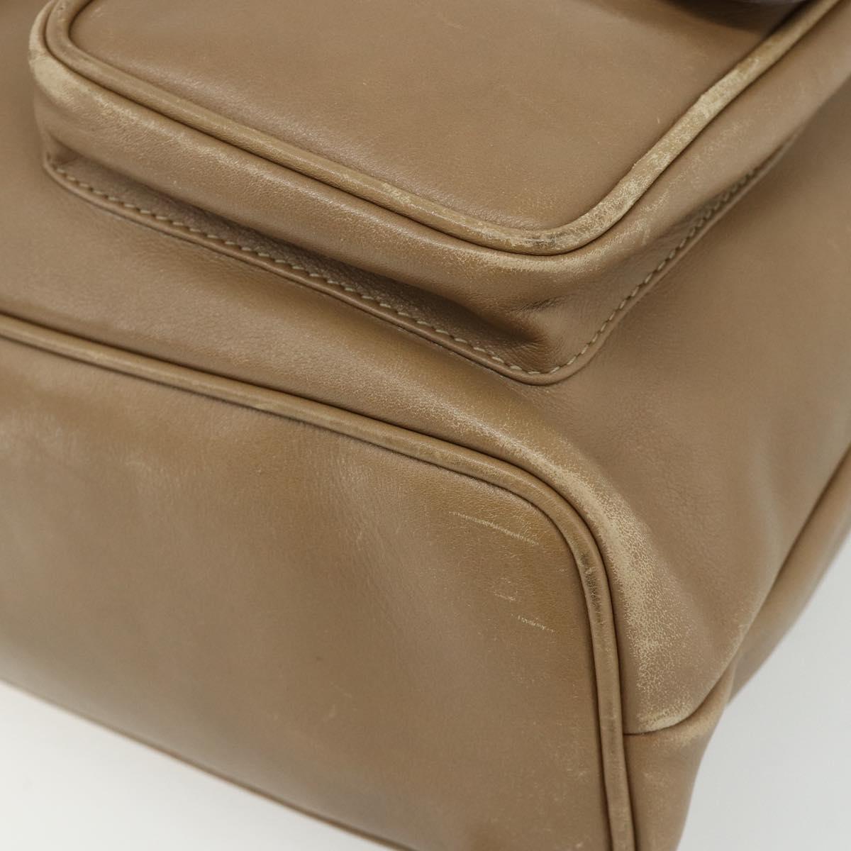 GUCCI Bamboo Backpack Leather Beige Gold 003 1998 0016 Auth 177214
