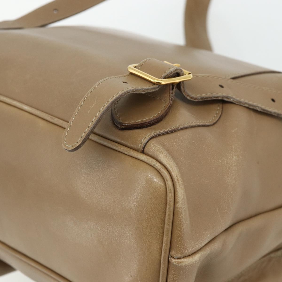 GUCCI Bamboo Backpack Leather Beige Gold 003 1998 0016 Auth 177214