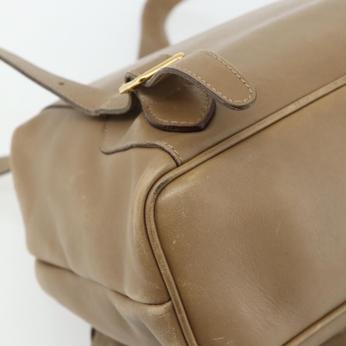 GUCCI Bamboo Backpack Leather Beige Gold 003 1998 0016 Auth 177214