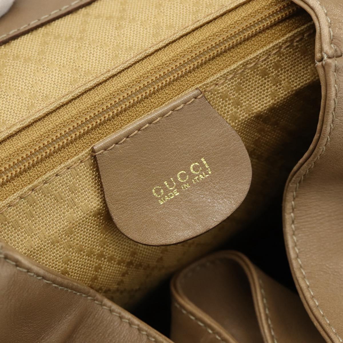 GUCCI Bamboo Backpack Leather Beige Gold 003 1998 0016 Auth 177214
