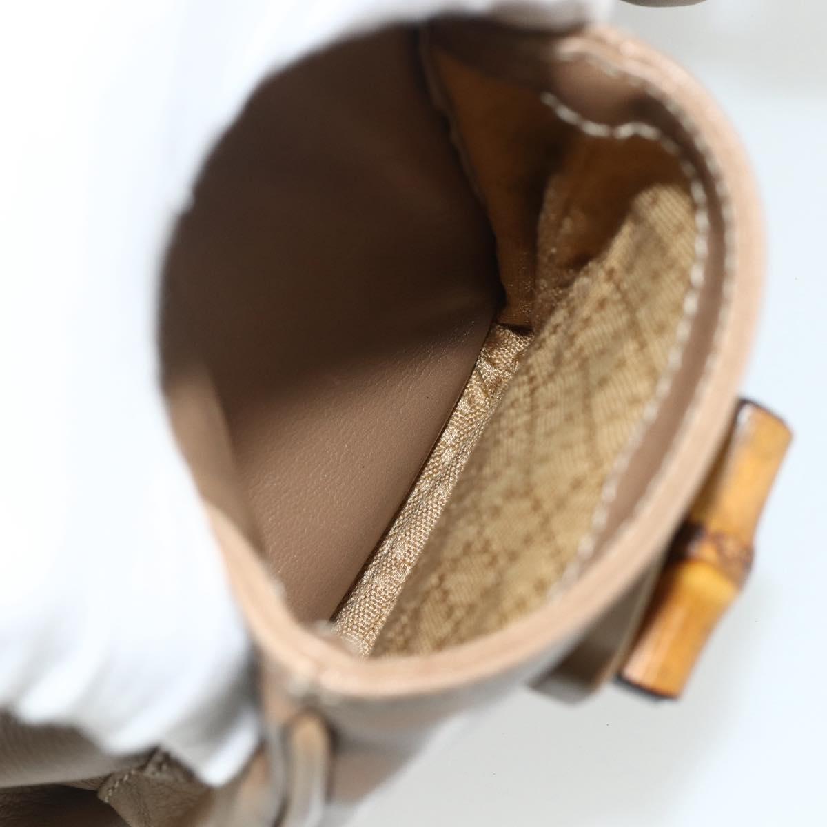 GUCCI Bamboo Backpack Leather Beige Gold 003 1998 0016 Auth 177214