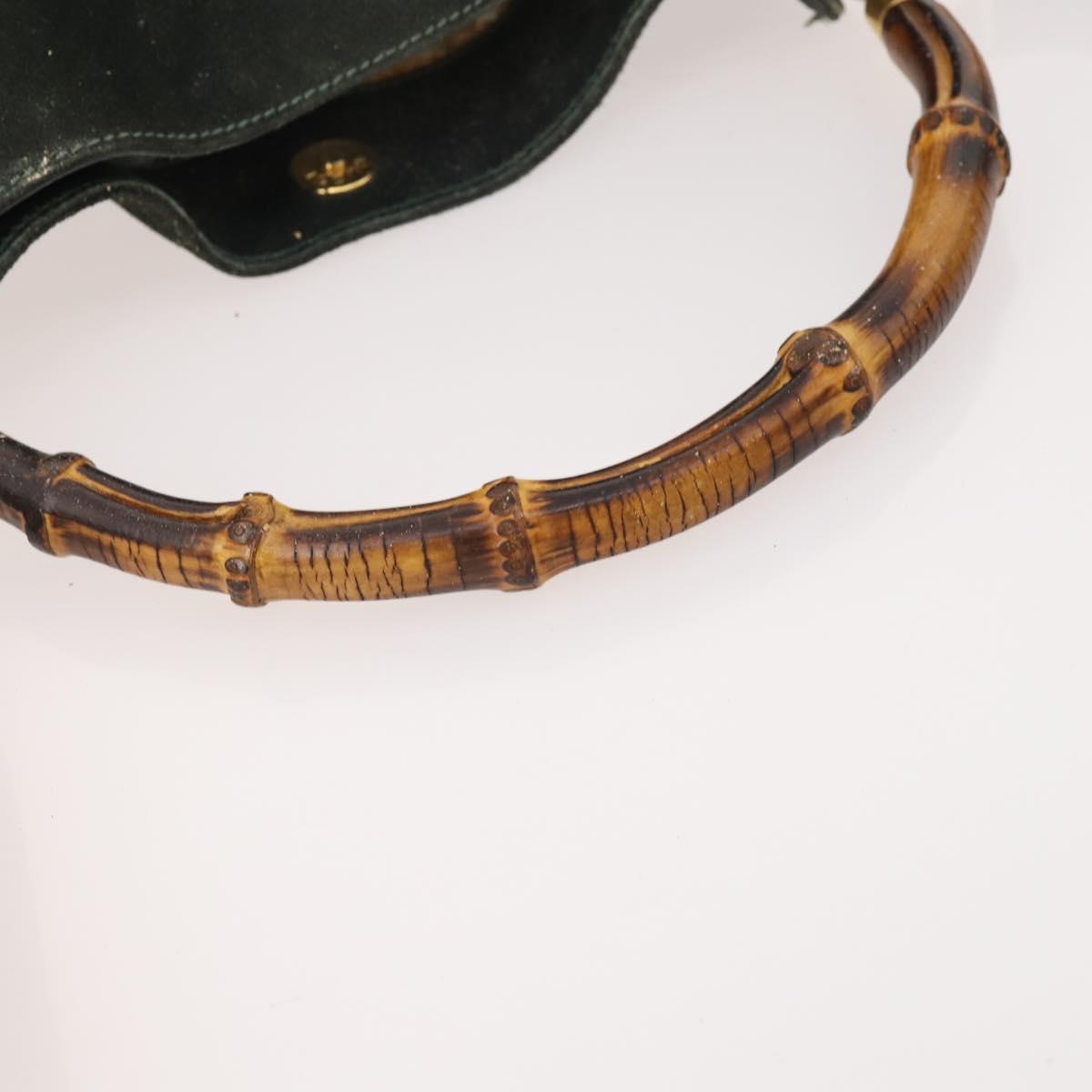 GUCCI Bamboo Shoulder Bag Suede 2way Black Gold 001 1705 1638 Auth 177216