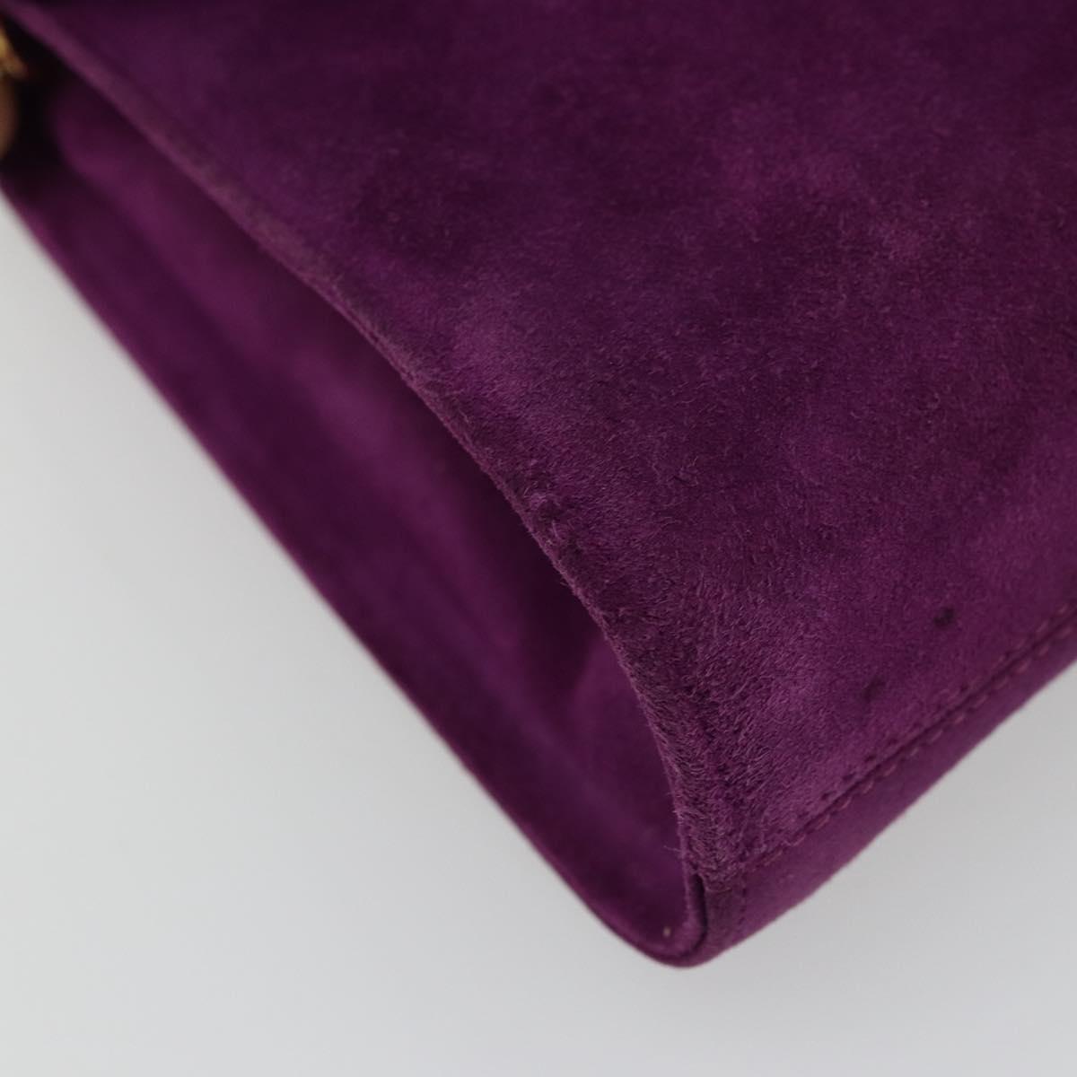 Salvatore Ferragamo Hand Bag Suede Purple Gold Auth 177219A