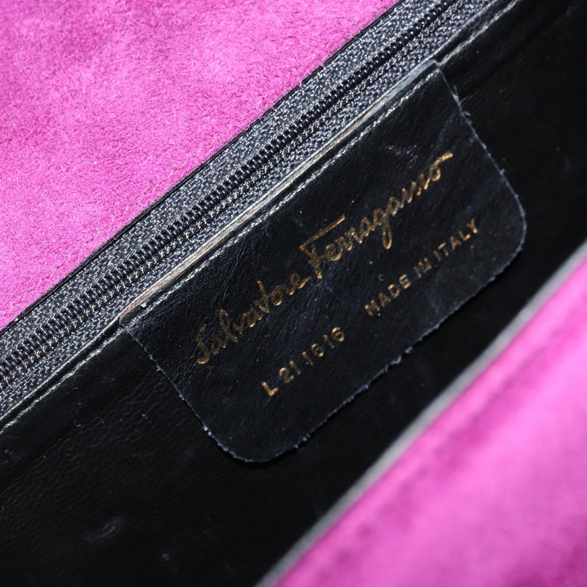 Salvatore Ferragamo Hand Bag Suede Purple Gold Auth 177219A