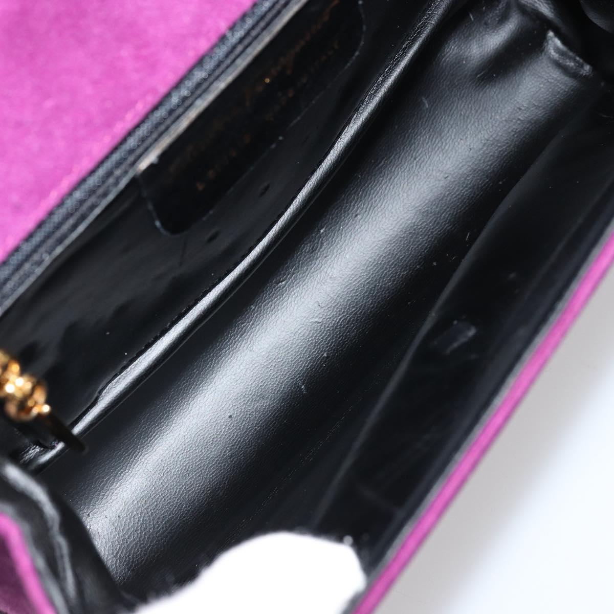 Salvatore Ferragamo Hand Bag Suede Purple Gold Auth 177219A