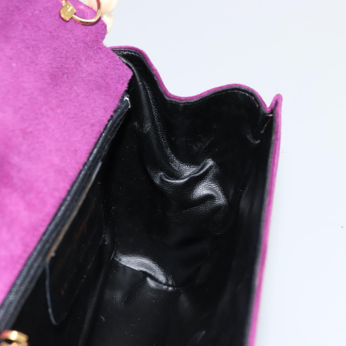 Salvatore Ferragamo Hand Bag Suede Purple Gold Auth 177219A