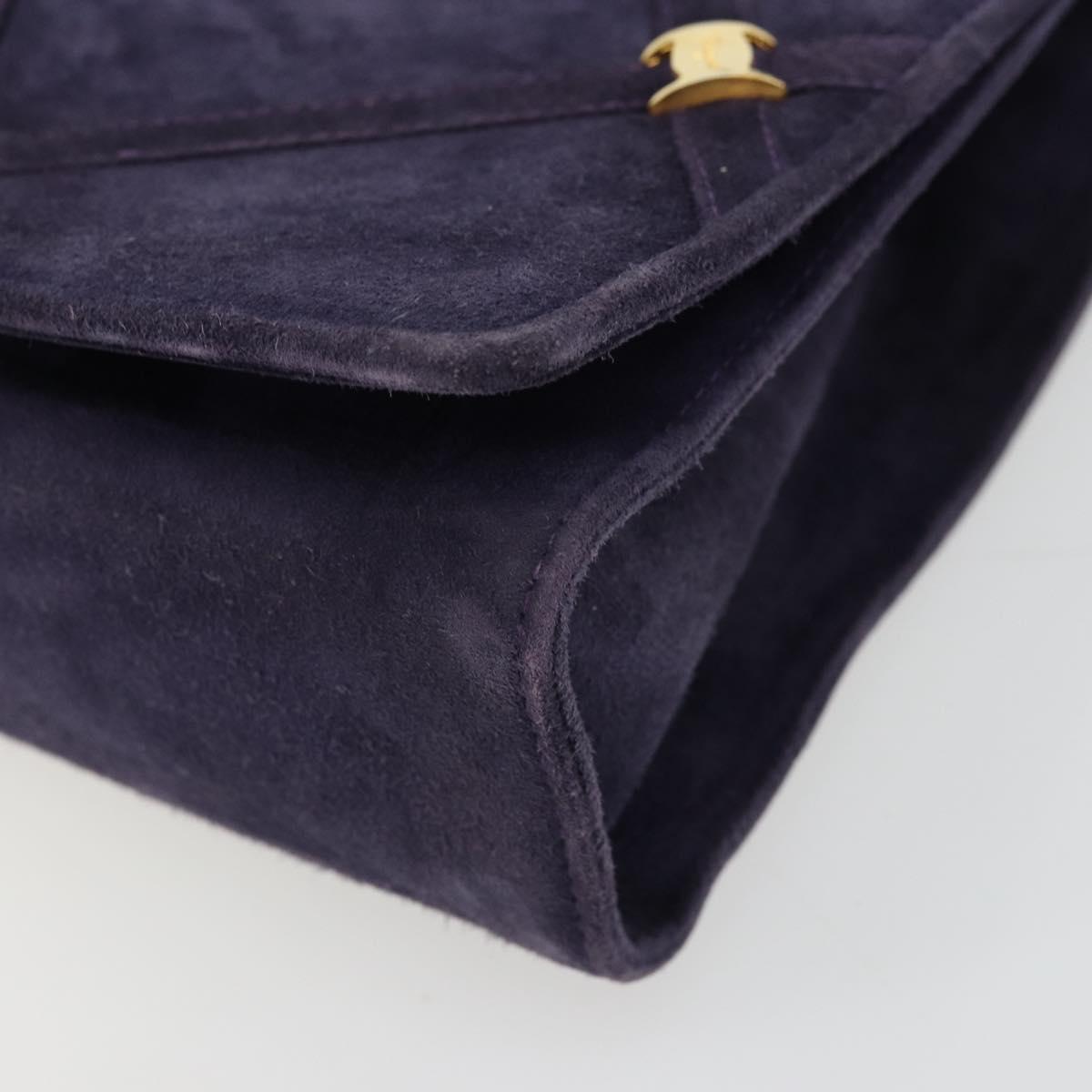 Salvatore Ferragamo Vala Shoulder Bag Suede Purple Gold Auth 177220