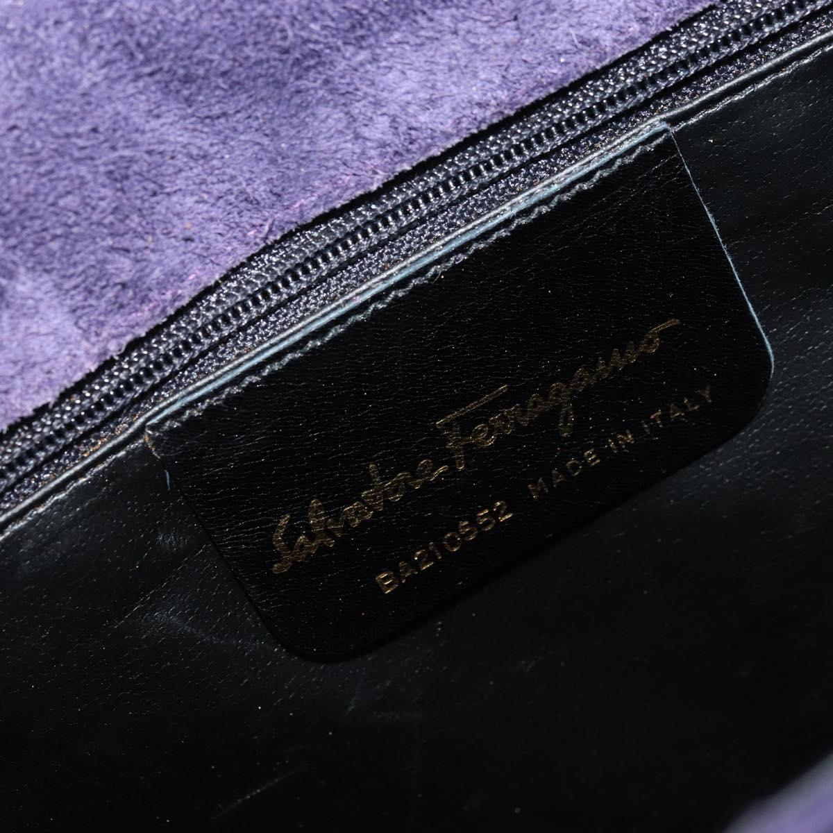 Salvatore Ferragamo Vala Shoulder Bag Suede Purple Gold Auth 177220