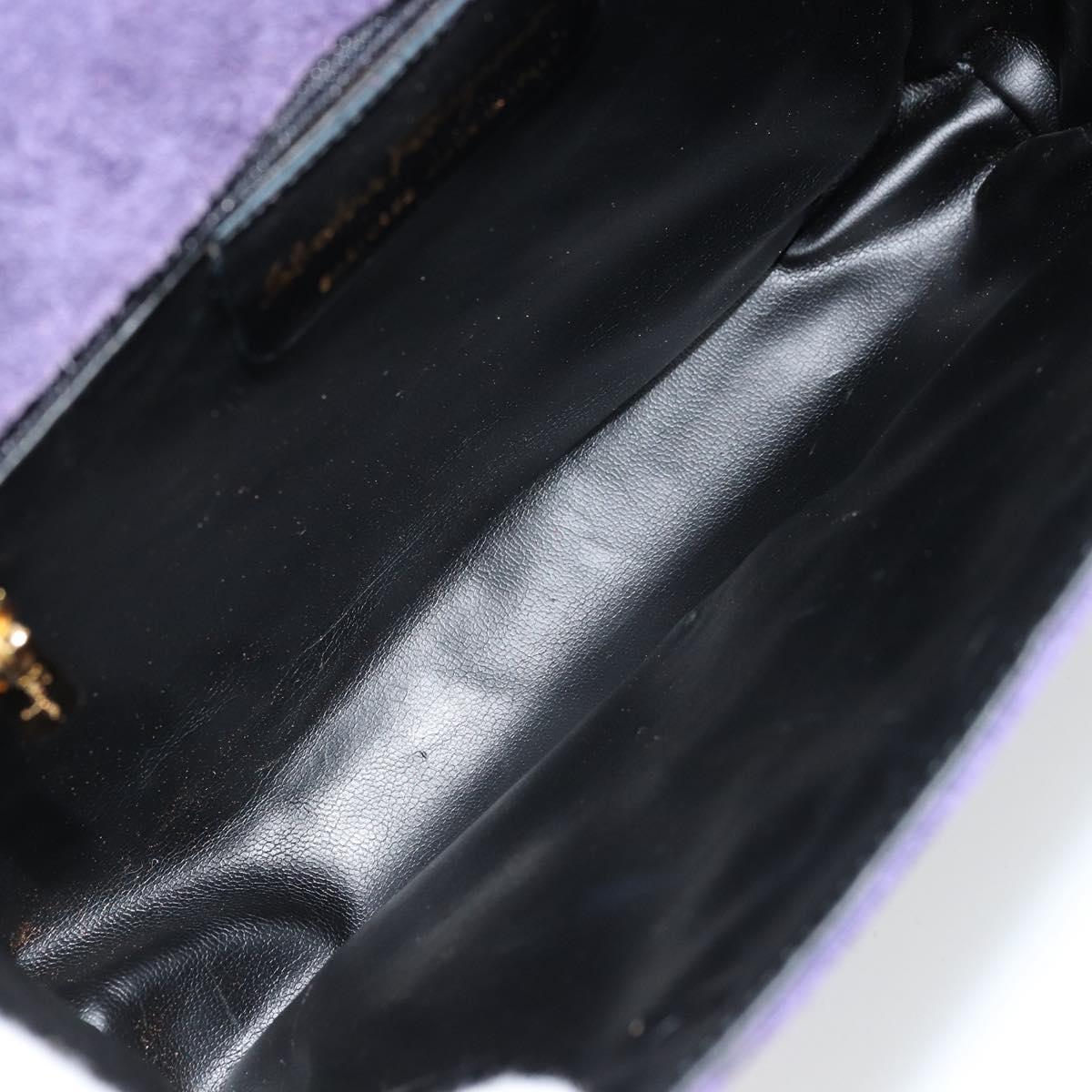 Salvatore Ferragamo Vala Shoulder Bag Suede Purple Gold Auth 177220