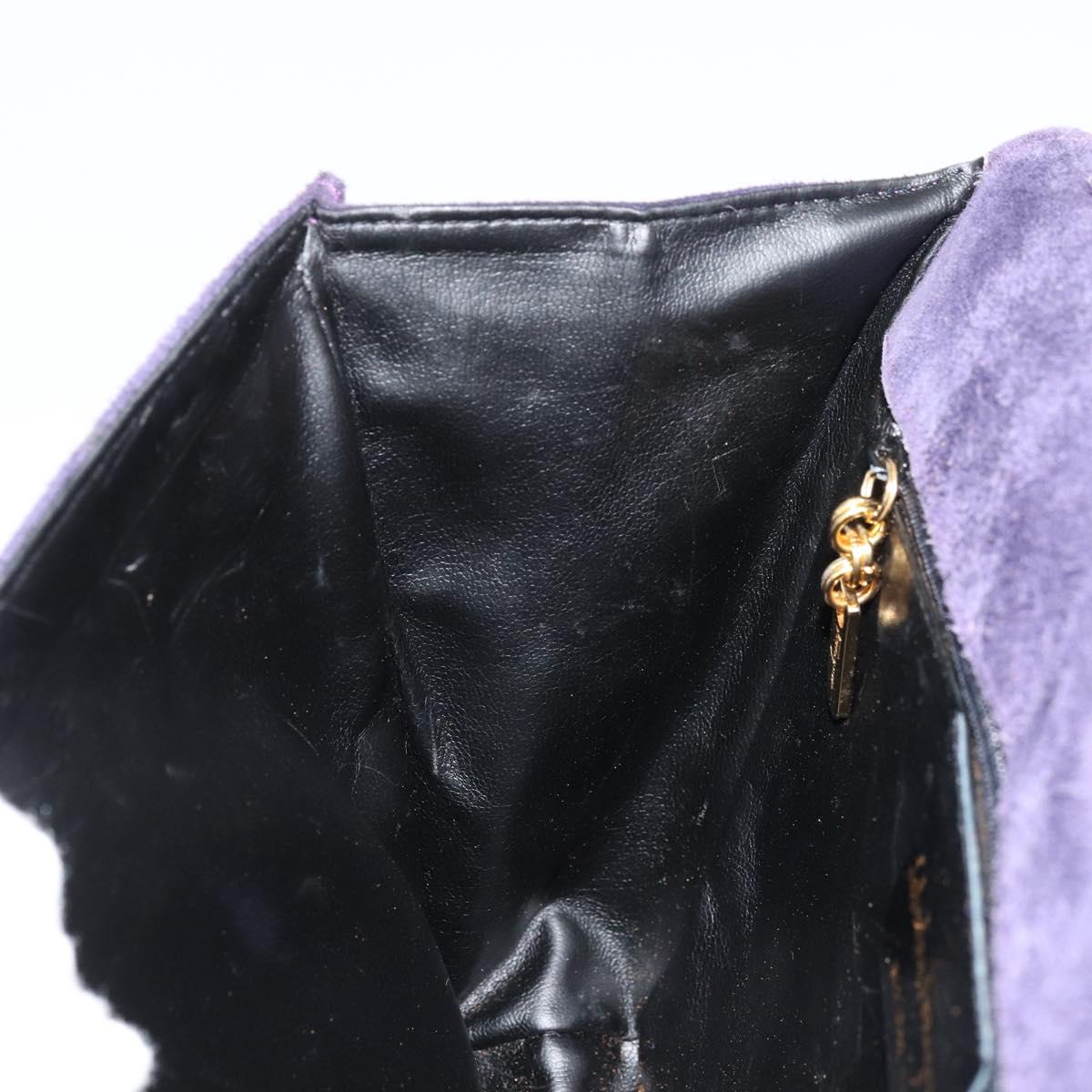 Salvatore Ferragamo Vala Shoulder Bag Suede Purple Gold Auth 177220