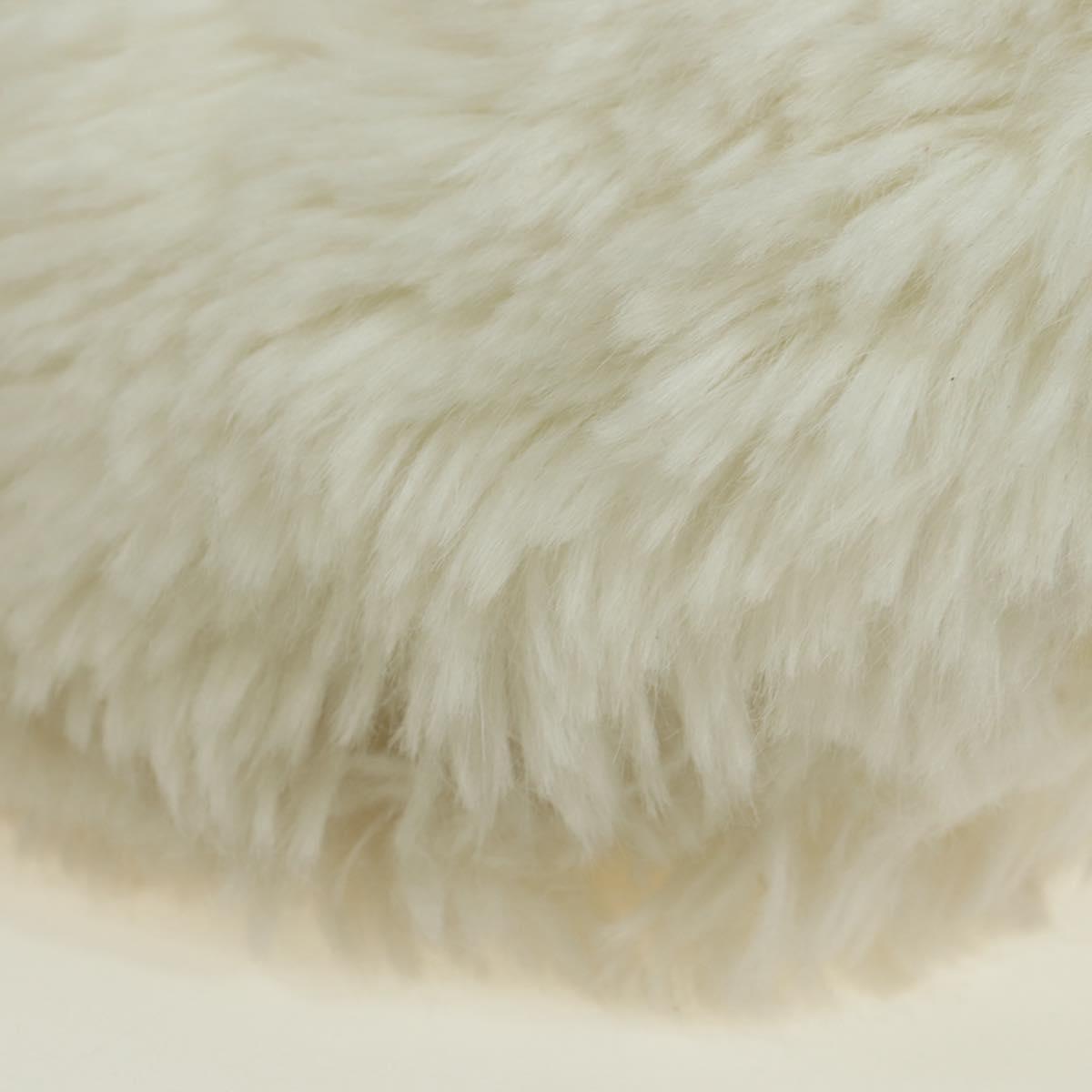 CHANEL Chain Shoulder Bag Fur White Silver CC Auth 177221V